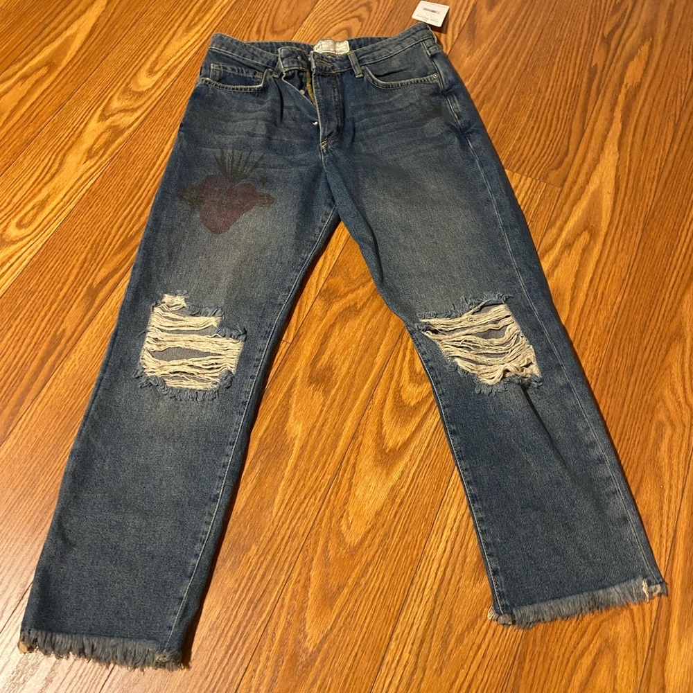 NWT Free People Tattoo Boyfriend Jeans
